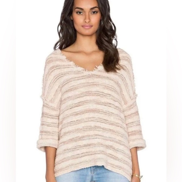 Free People Spells Trouble Sweater Boho Oversized Slouchy Fringe Sweater Small - Picture 1 of 9